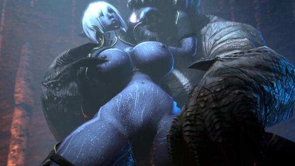 Гигантский монстр Warcraft жестко ебет жену владыки Азерота в хлам!