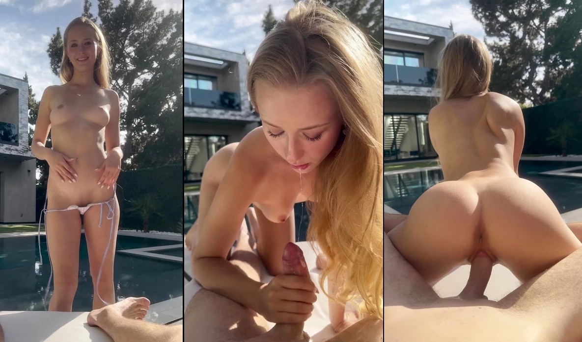 OnlyFans милашку жёстко выебали у бассейна, пока она стонала и кончала без остановки